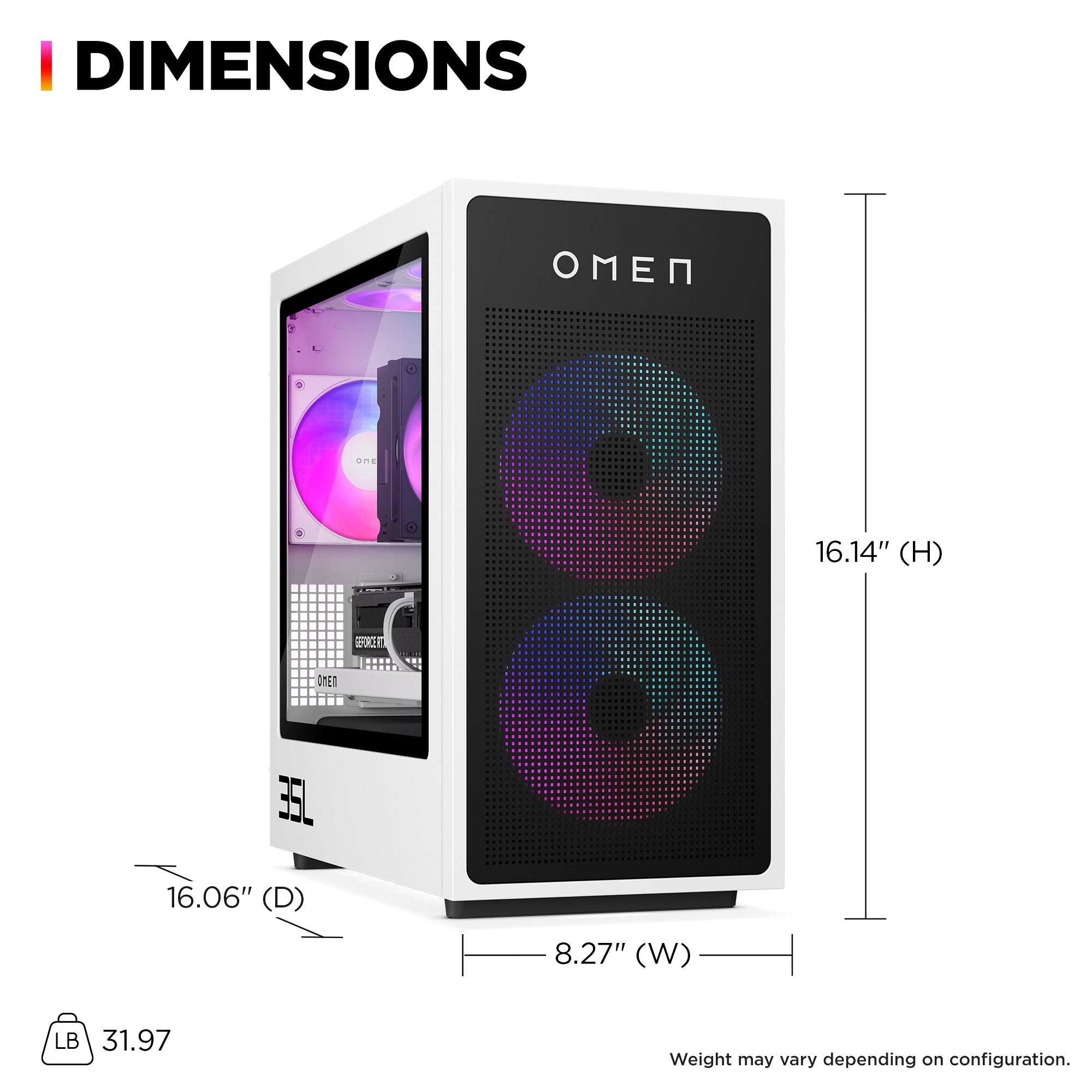 OMEN 35L Gaming Desktop GT16-0085t PC, Windows 11 Pro, Intel® Core™ Ultra 7, 32GB RAM, 2TB SSD, NVIDIA® GeForce RTX™ 4080 SUPER, Ceramic white - Image 7