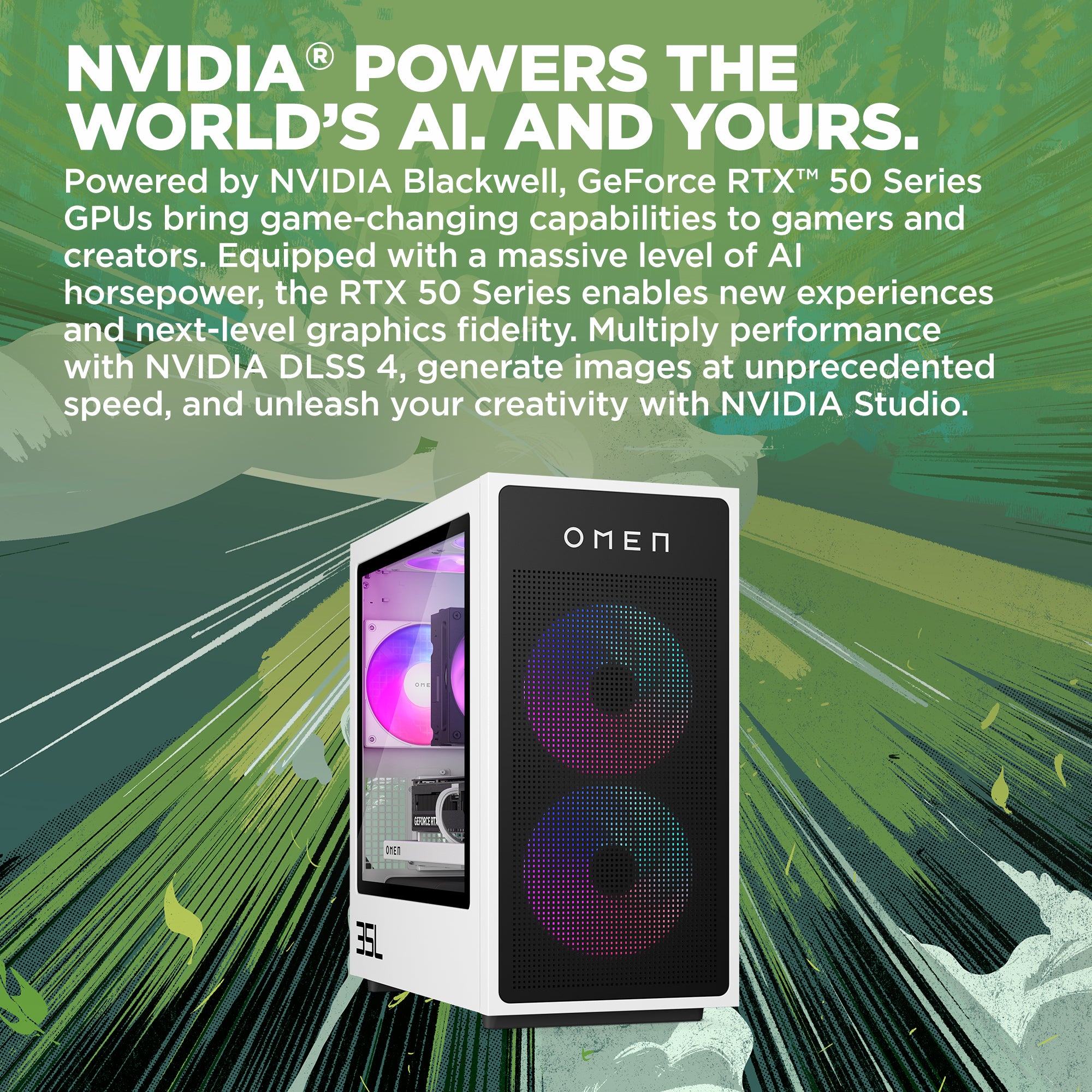 OMEN 35L Gaming Desktop GT16-0077m PC, Windows 11 Home, AMD Ryzen™ 5, 32GB RAM, 512GB SSD, NVIDIA® GeForce RTX™ 4070 SUPER, Ceramic white - Image 2