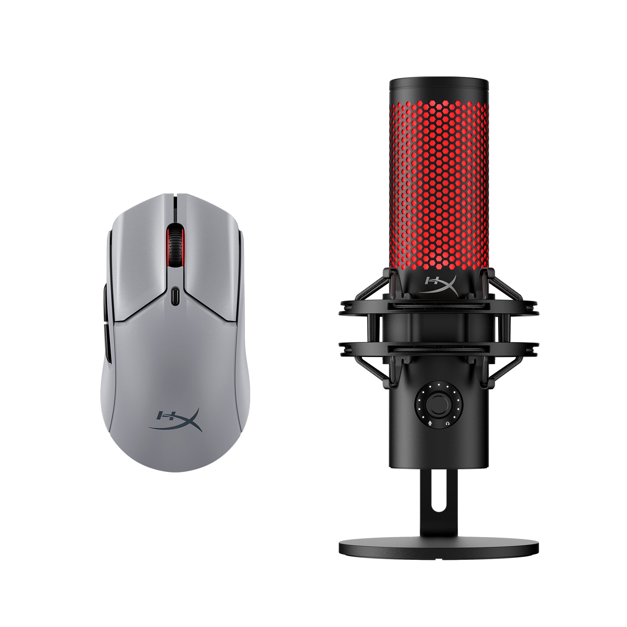 HyperX Bundle - QuadCast 2 Microphone, Pulsefire Haste 2 Pro Wireless Mouse