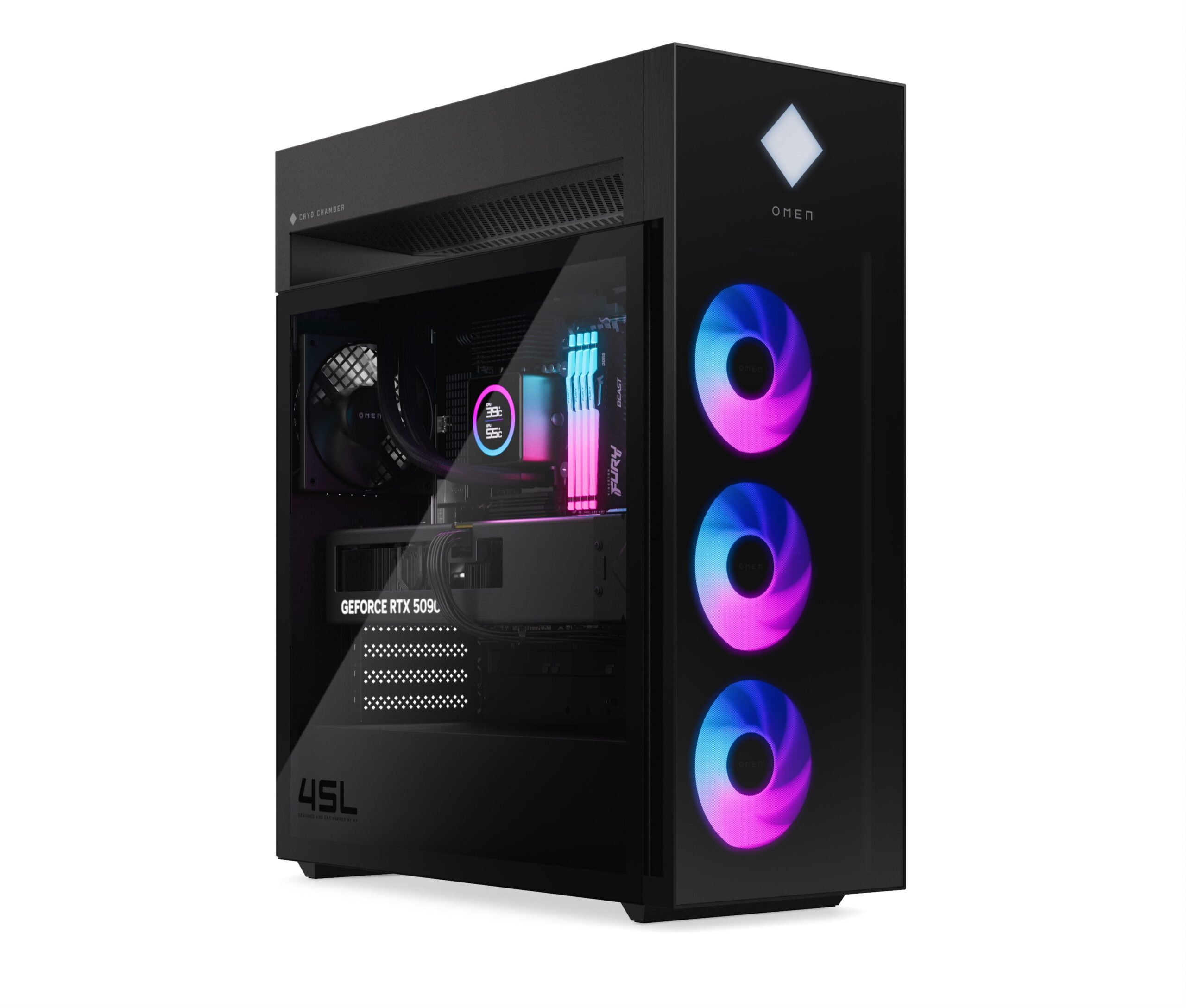 OMEN by HP 45L Gaming Desktop GT22-3090, Windows 11 Pro, Intel® Core™ Ultra 9, 64GB RAM, 2TB SSD, NVIDIA® GeForce RTX™ 5090, Black - Image 2