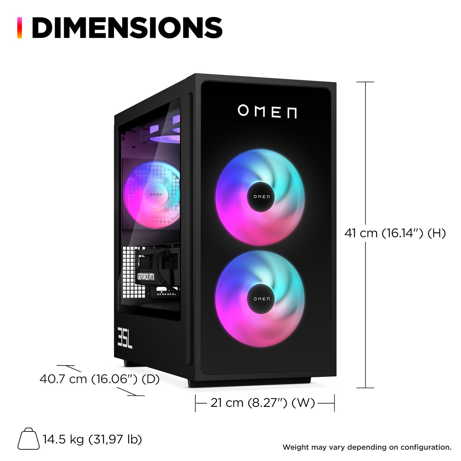 OMEN 35L Gaming Desktop GT16-0066m PC, Windows 11 Home, AMD Ryzen™ 7, 16GB RAM, 1TB SSD, NVIDIA® GeForce RTX™ 4060, Black - Image 8
